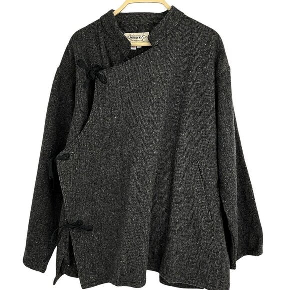 Monitaly AW 16 Size S Men's Jacket Grey Wool Blend Side Closure Wrap Style - Picture 3 of 13